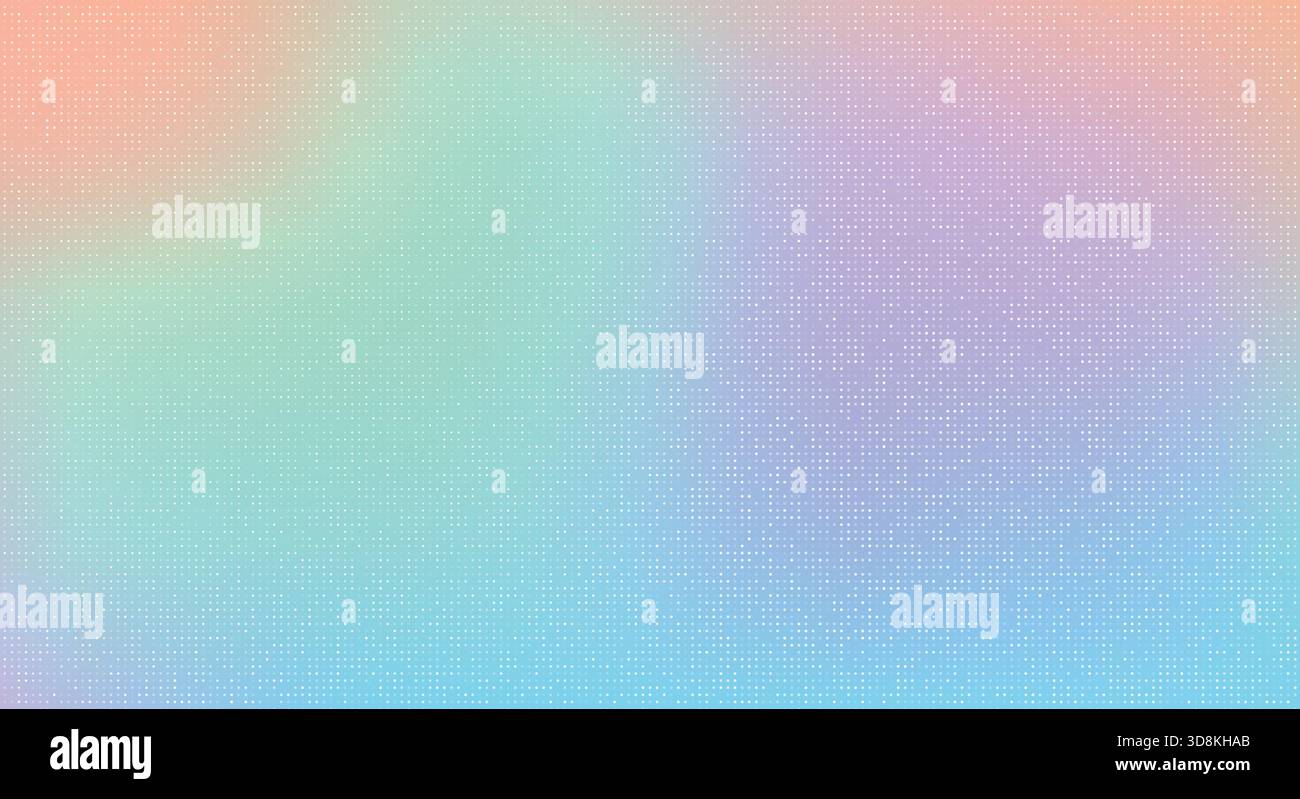 Light dotted halftone pattern over a dreamy pastel rainbow gradient background Stock Vector