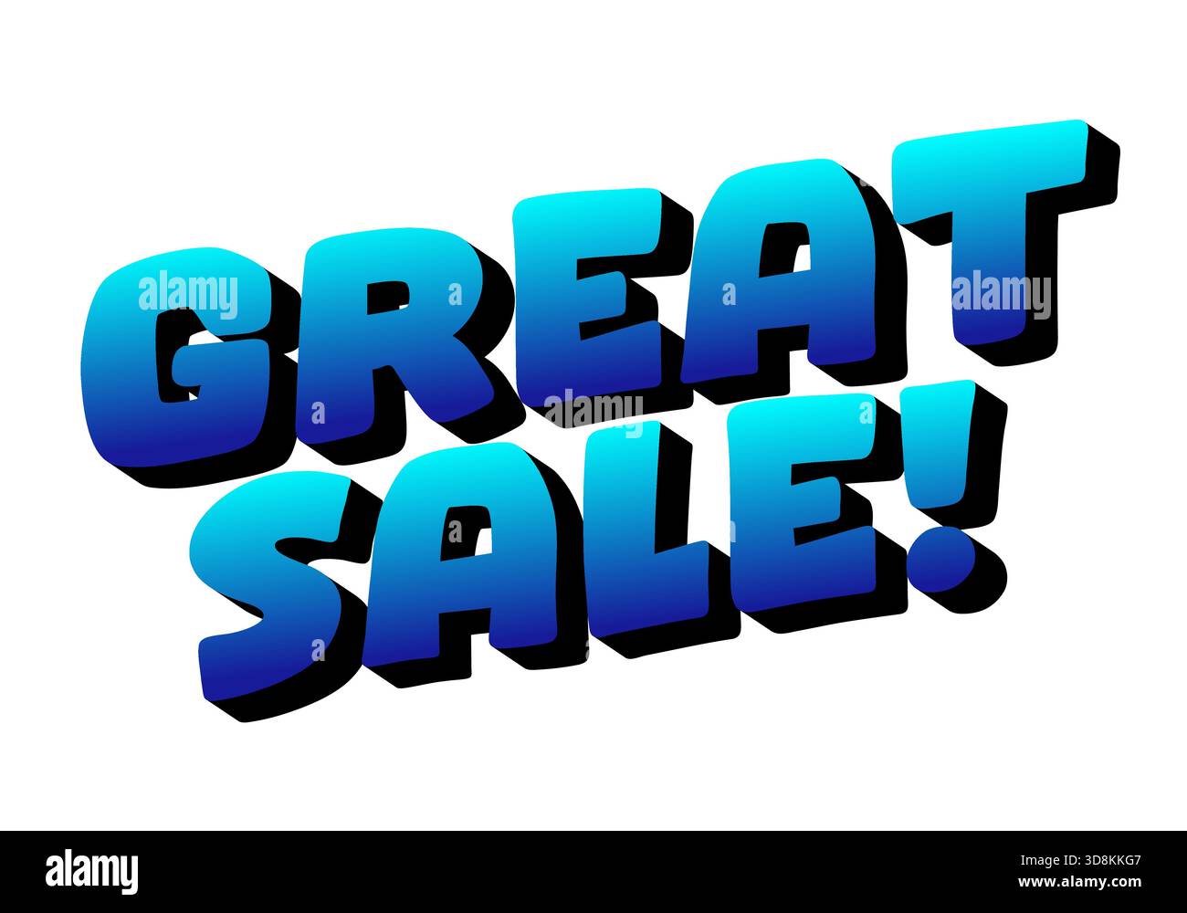 Bold text graphic announcing a great sale with a blue gradient and shadow effect. Stock Vector