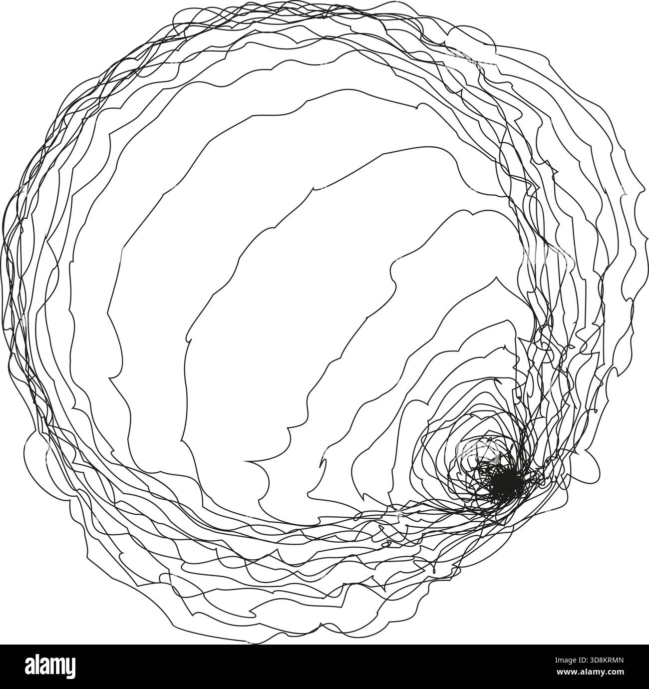 A circular design with multiple curved layers, creating a structured, layered effect with intricate, flowing lines. Stock Vector
