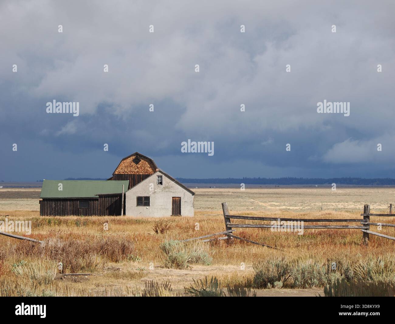 Historic Mormon Row complex of pioneer homestead buildings on the ...