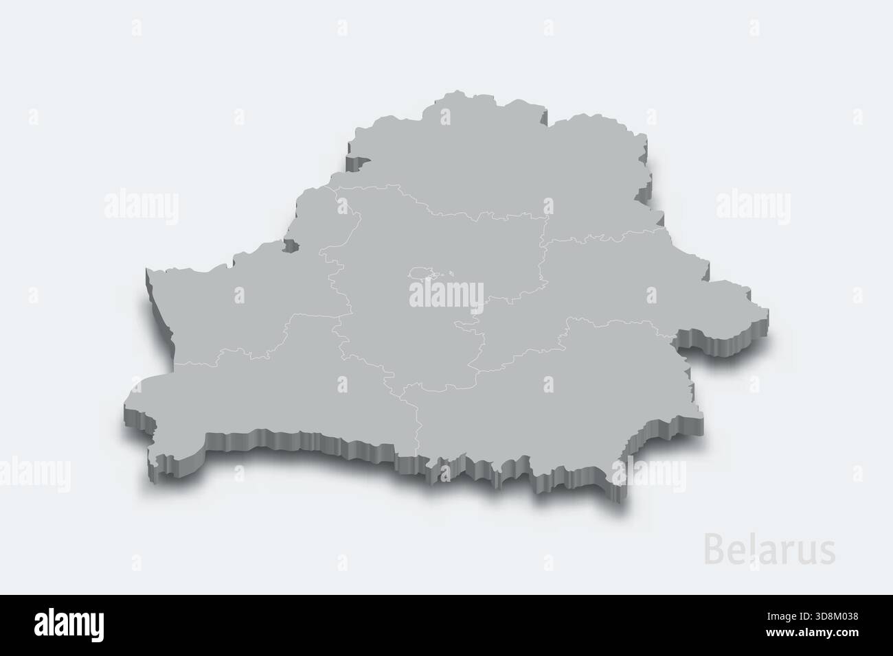 Belarus 3d isometric map with borders regions 3d isometric map with borders regions Stock Vector