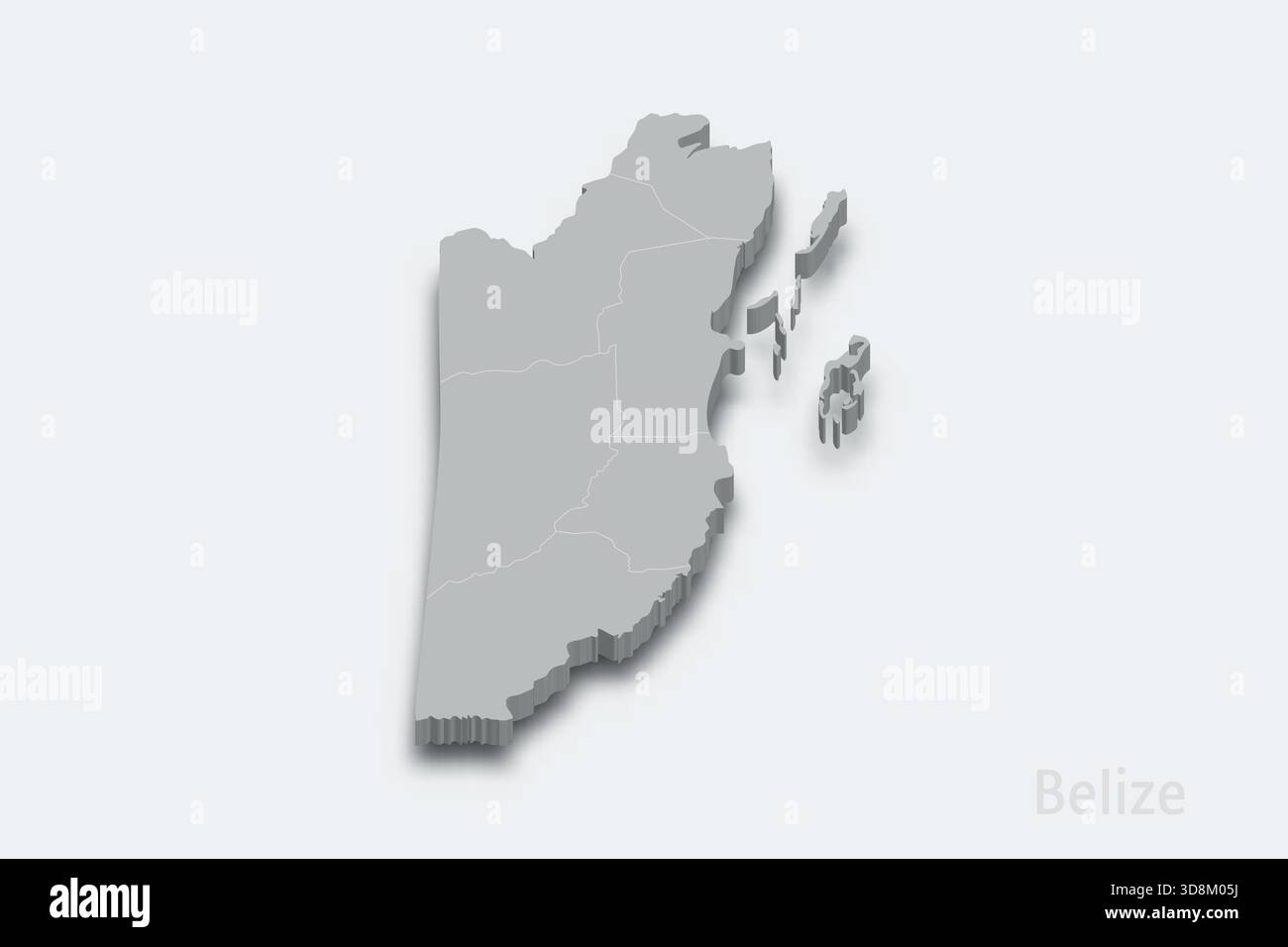 Belize 3d isometric map with borders regions Stock Vector Image & Art ...