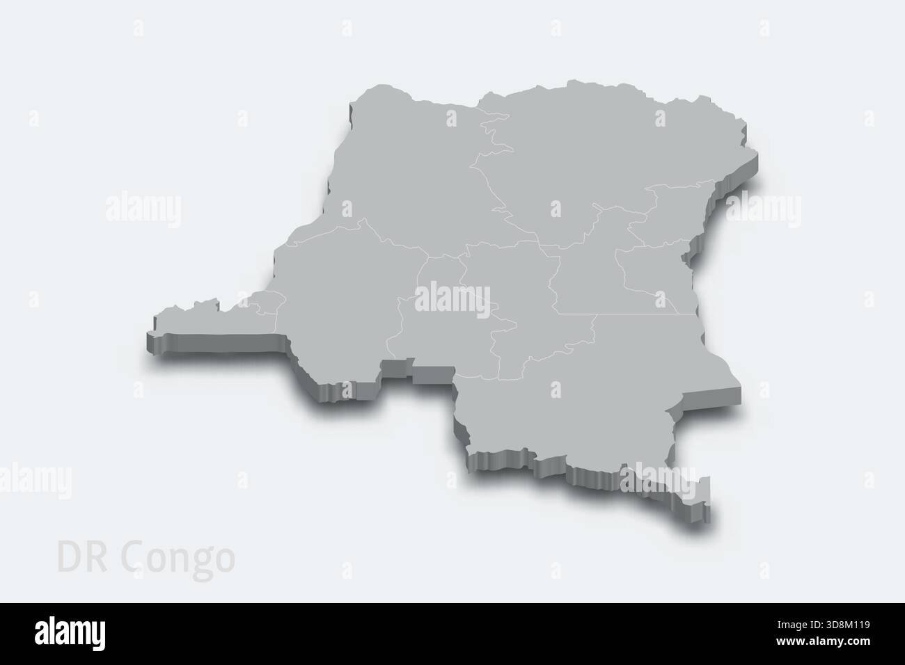 DR Congo 3d isometric map with borders regions Stock Vector Image & Art ...