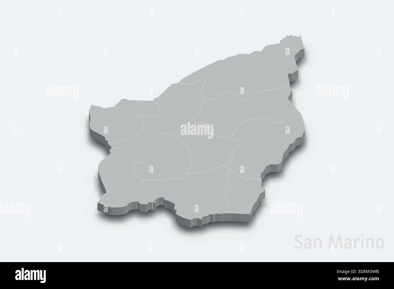 San Marino 3d isometric map with borders regions 3d isometric map with ...