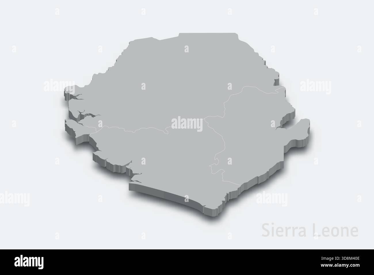 Sierra Leone 3d isometric map with borders regions Stock Vector