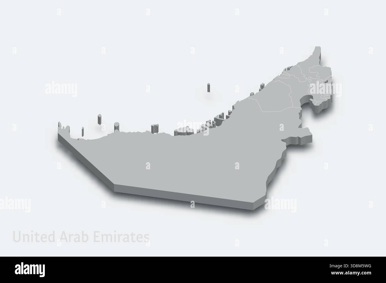 United Arab Emirates 3d isometric map with borders regions Stock Vector ...