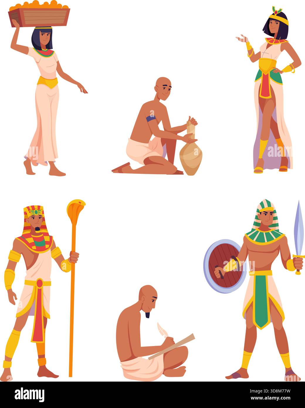 Egypt. Authentic ancient characters egyptian persons in action poses ...