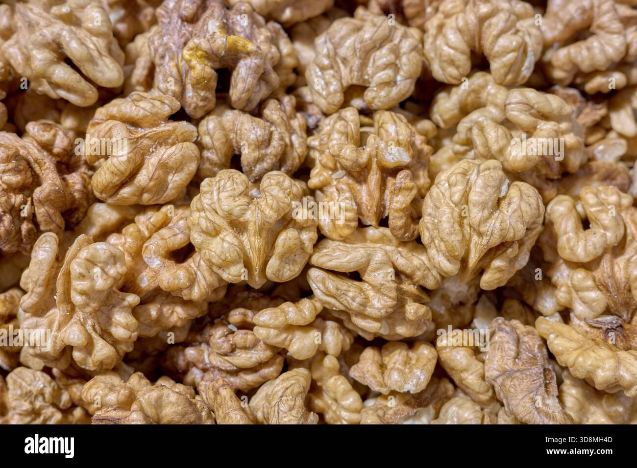 Close up of fresh walnuts, selective focus. Stock Photo