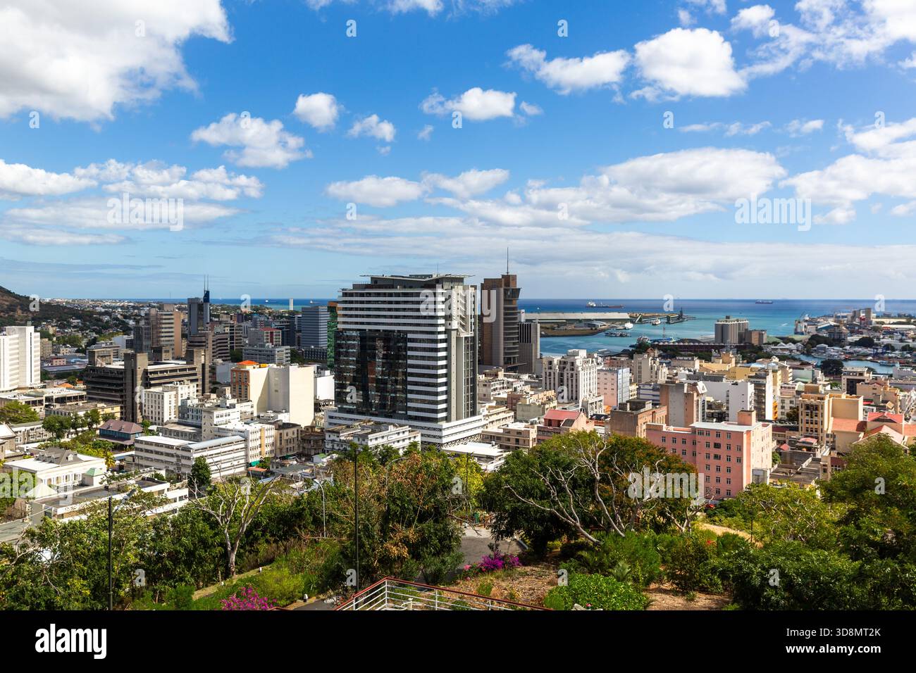 Aerial panorama of Port Louis, Mauritius, urban cityscape with high ...