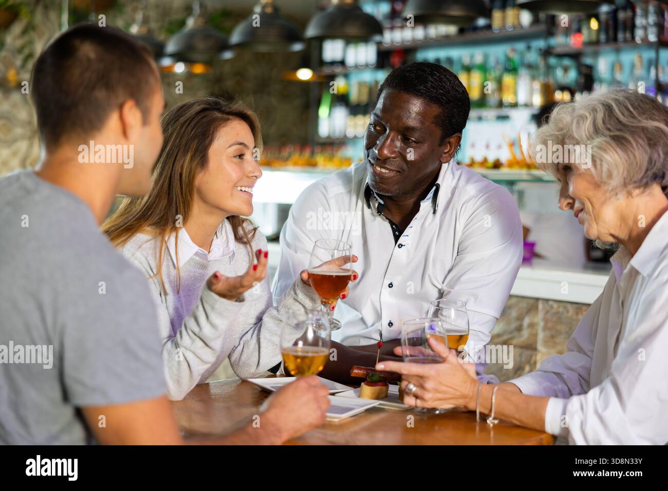 Diverse people happy talking Stock Photo