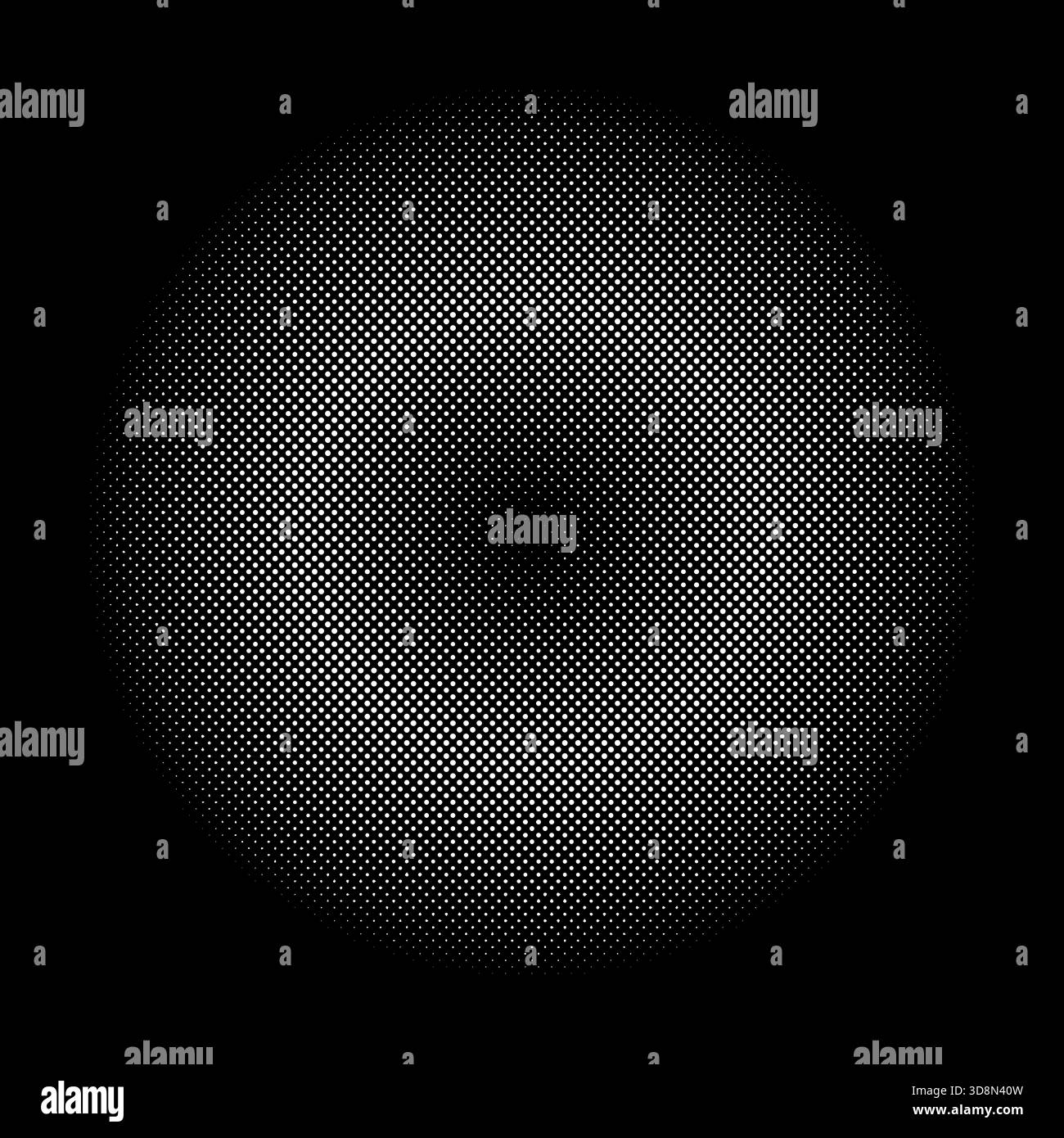 Halftone element template. Circular halftone pattern. Abstract white dots round emblem. Specks, halftone circle gradient. Dotted flat backdrop. Random Stock Vector