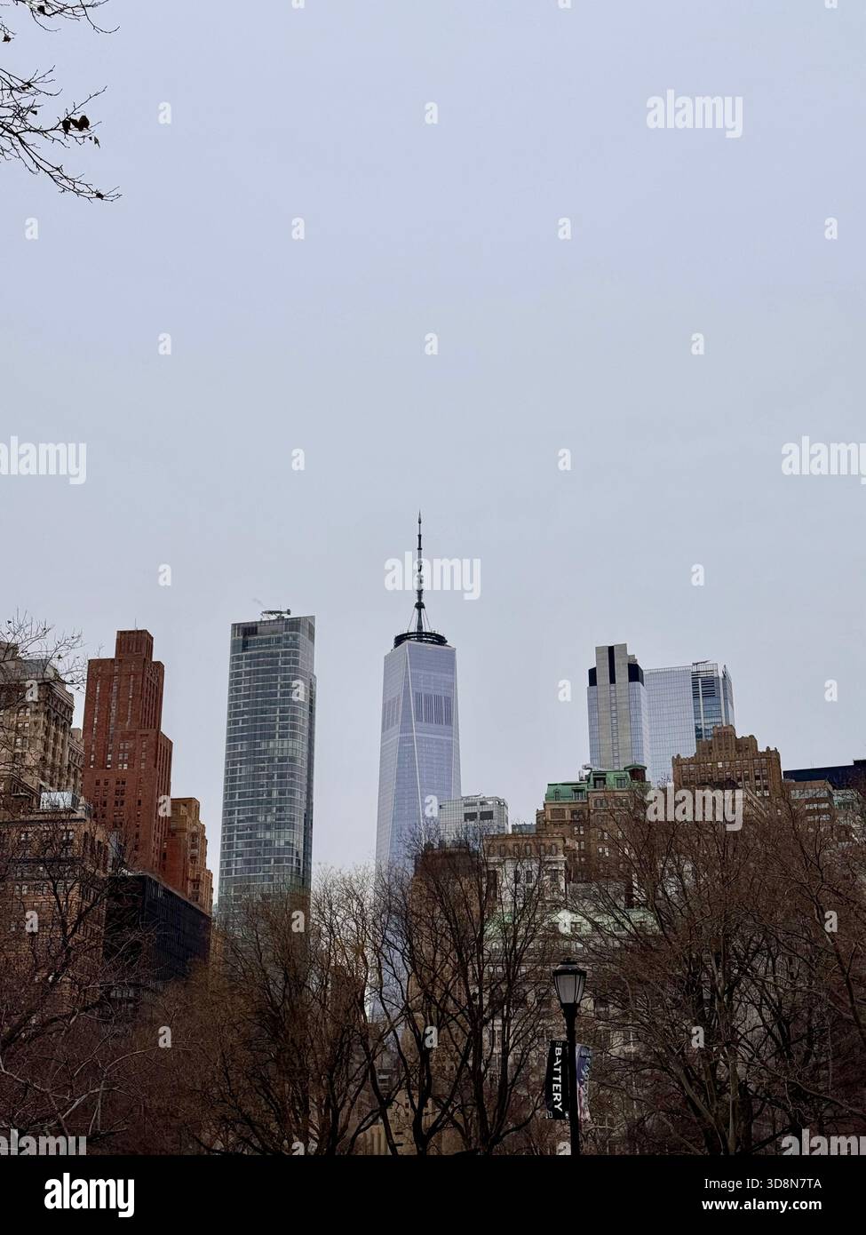 New York Skyline view from Battery Park in Manhattan. Stock Photo