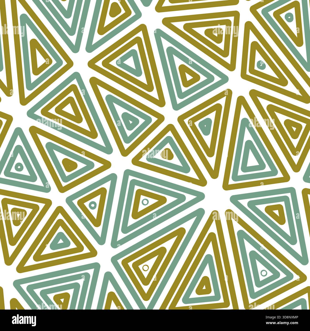 Minimal geometric background. Big triangle size. Multiple repeated inner triangles. Multicolored style. Repeatable pattern. Awesome vector tiles. Stock Vector