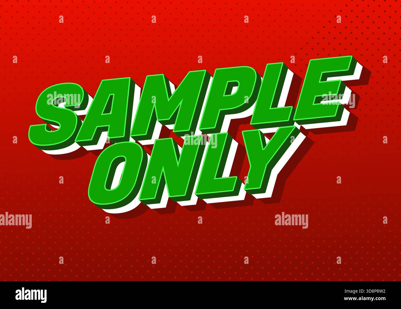Bold green text SAMPLE ONLY on a red dotted background. - Stock Image