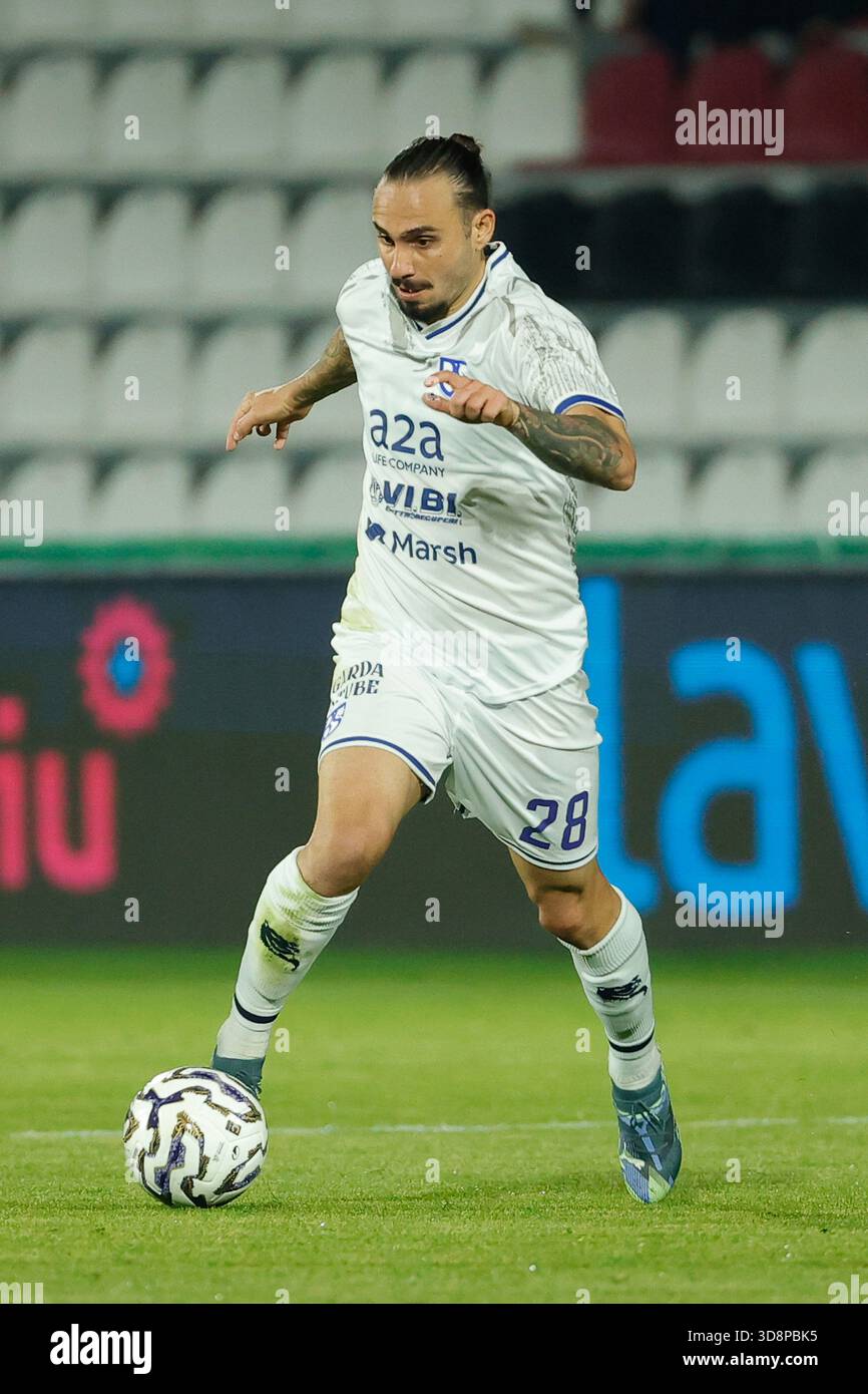 Luigi Silvestri of Union Brescia seen in action during the Italian ...