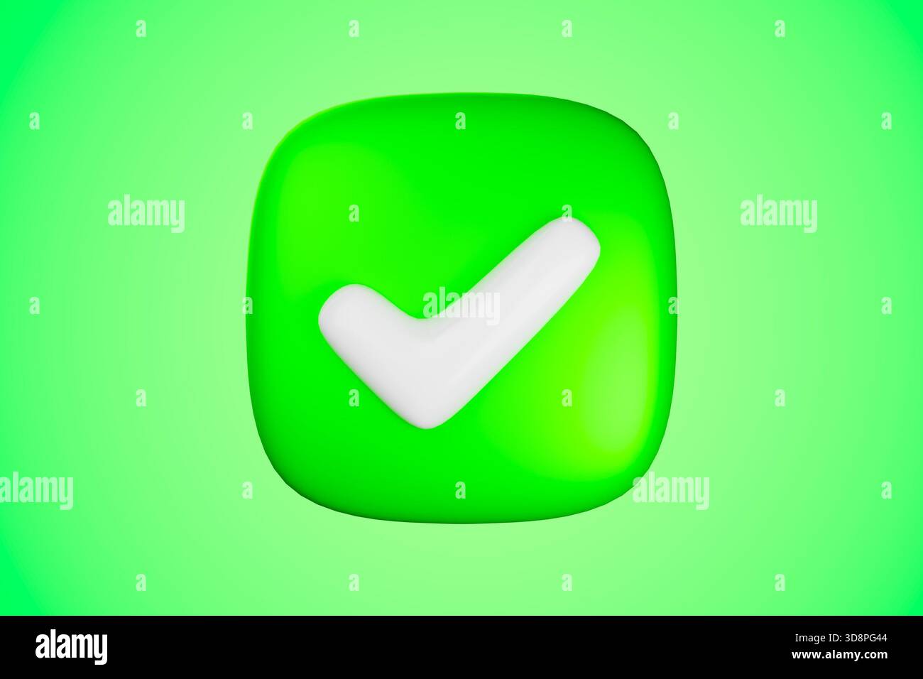 Square, glossy green checkbox icon with a bold, white checkmark Stock ...