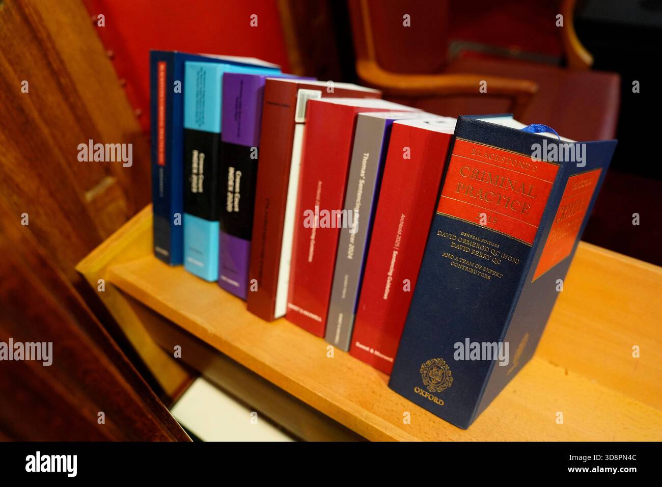 A general view of literature at the bench inside Court 2 at Inner London Crown Court ahead of an announcement of major reforms to the criminal justice system. Picture date: Monday December 1, 2025. Stock Photo