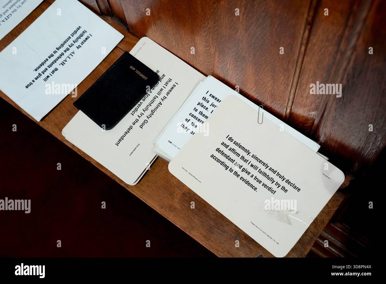 A general view of a witness oath card inside Inner London Crown Court ahead of an announcement of major reforms to the criminal justice system. Picture date: Monday December 1, 2025. Stock Photo