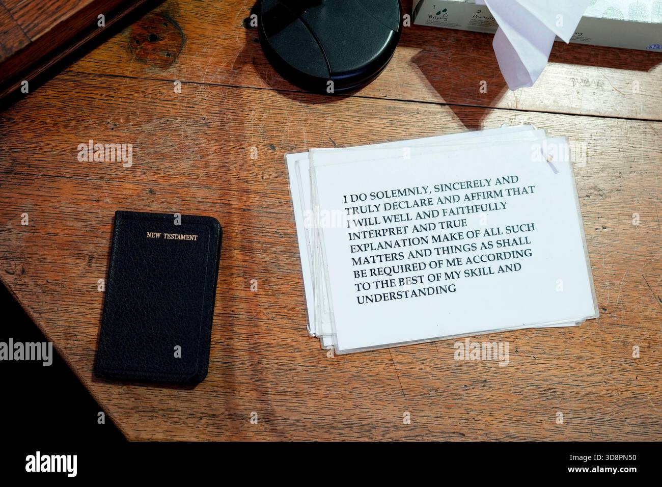 A general view of the affirmation card inside Inner London Crown Court ahead of an announcement of major reforms to the criminal justice system. Picture date: Monday December 1, 2025. Stock Photo