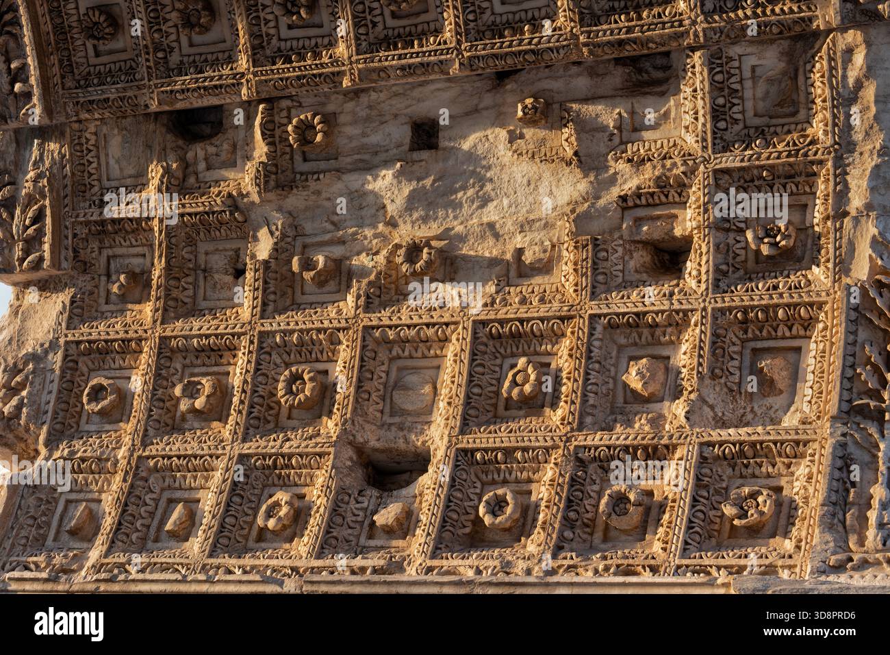 Arch of Titus (Latin: Arcus Titi) with soffit of the axial archway ...