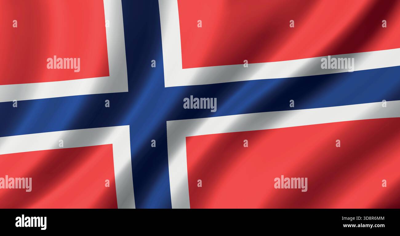 Norway national flag waving with visible fabric folds and smooth motion ...