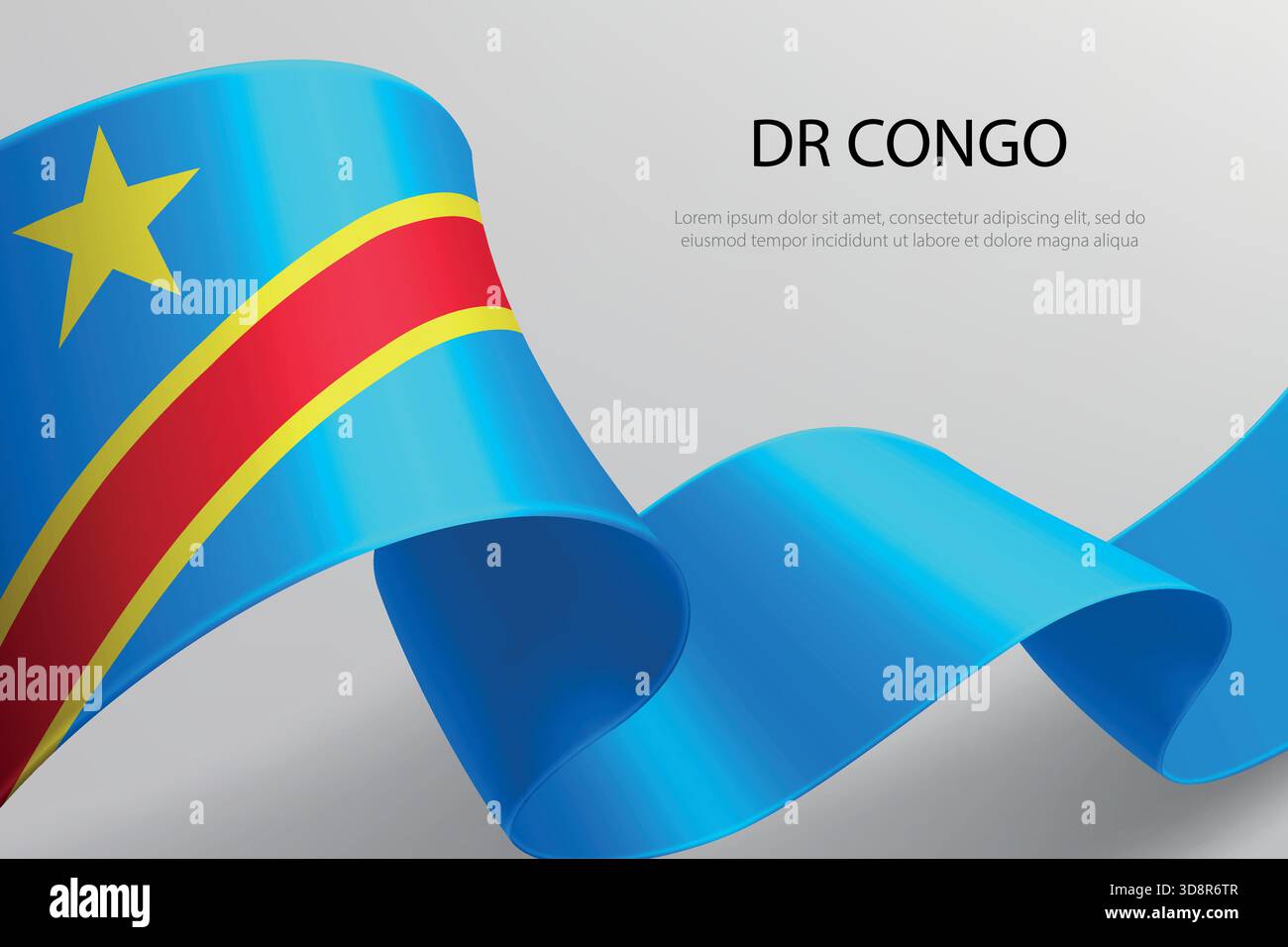 DR Congo elegant 3D ribbon with national flag, colors waving smoothly ...