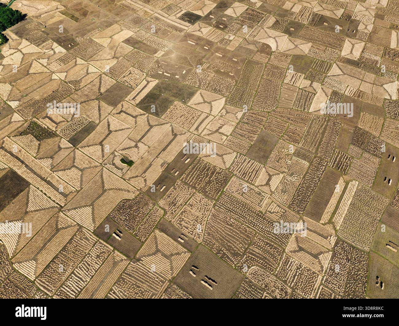 Anc Patterns Aerial view of geometric patterns of harvested fields creating abstract ...