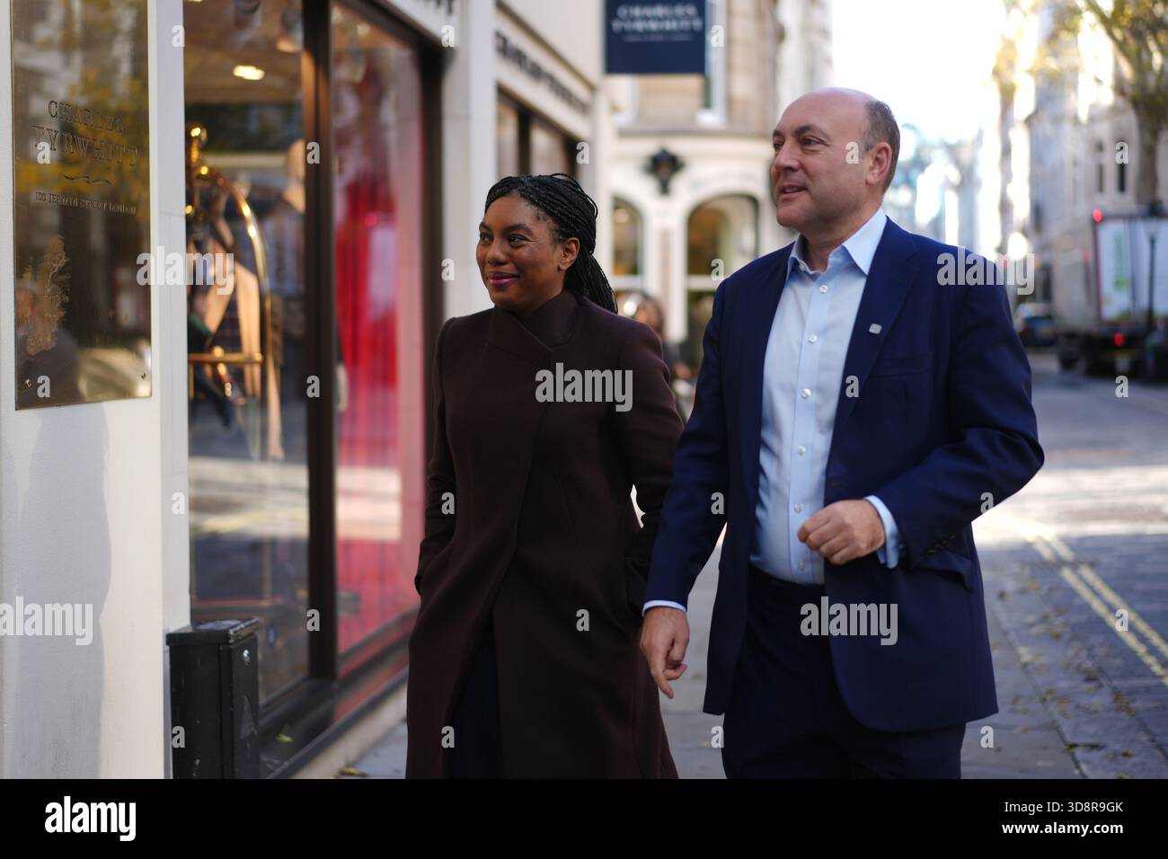 Conservative Party leader Kemi Badenoch and shadow business secretary Andrew Griffith during a visit to Charles Tyrwhitt in central London. Picture date: Tuesday December 2, 2025. Stock Photo