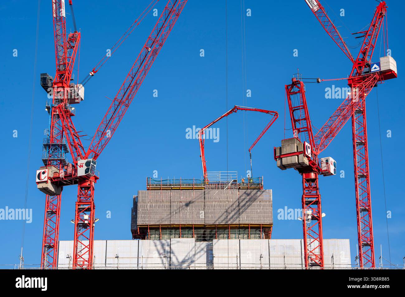 Construction site of the Covivio high-rise building near Alexanderplatz in Berlin, mixed use of flats, offices, retail and a daycare centre, Germany Stock Photo