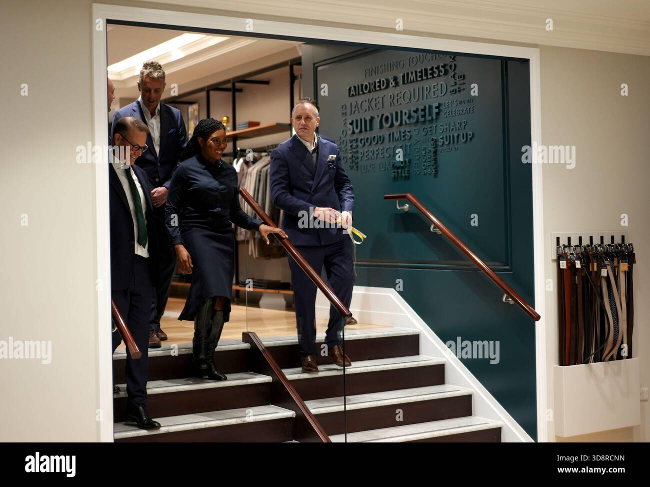 Conservative Party leader Kemi Badenoch with store manager Scott Barry during a visit to Charles Tyrwhitt in central London. Picture date: Tuesday December 2, 2025. Stock Photo