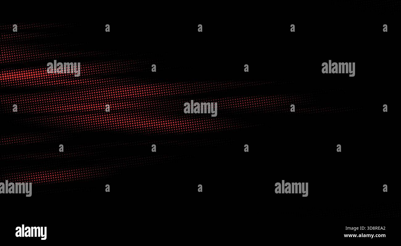 Abstract black comic background featuring red halftone dot lines in diagonal motion. Stock Vector