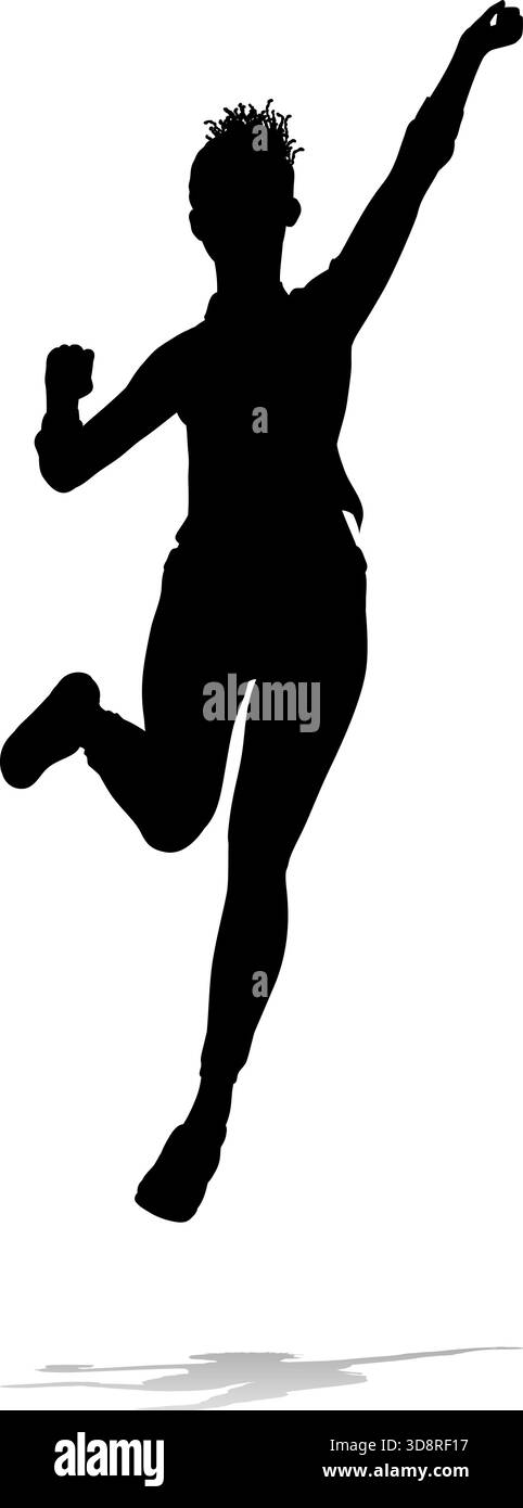 Happy african american woman jumping Black and White Stock Photos ...