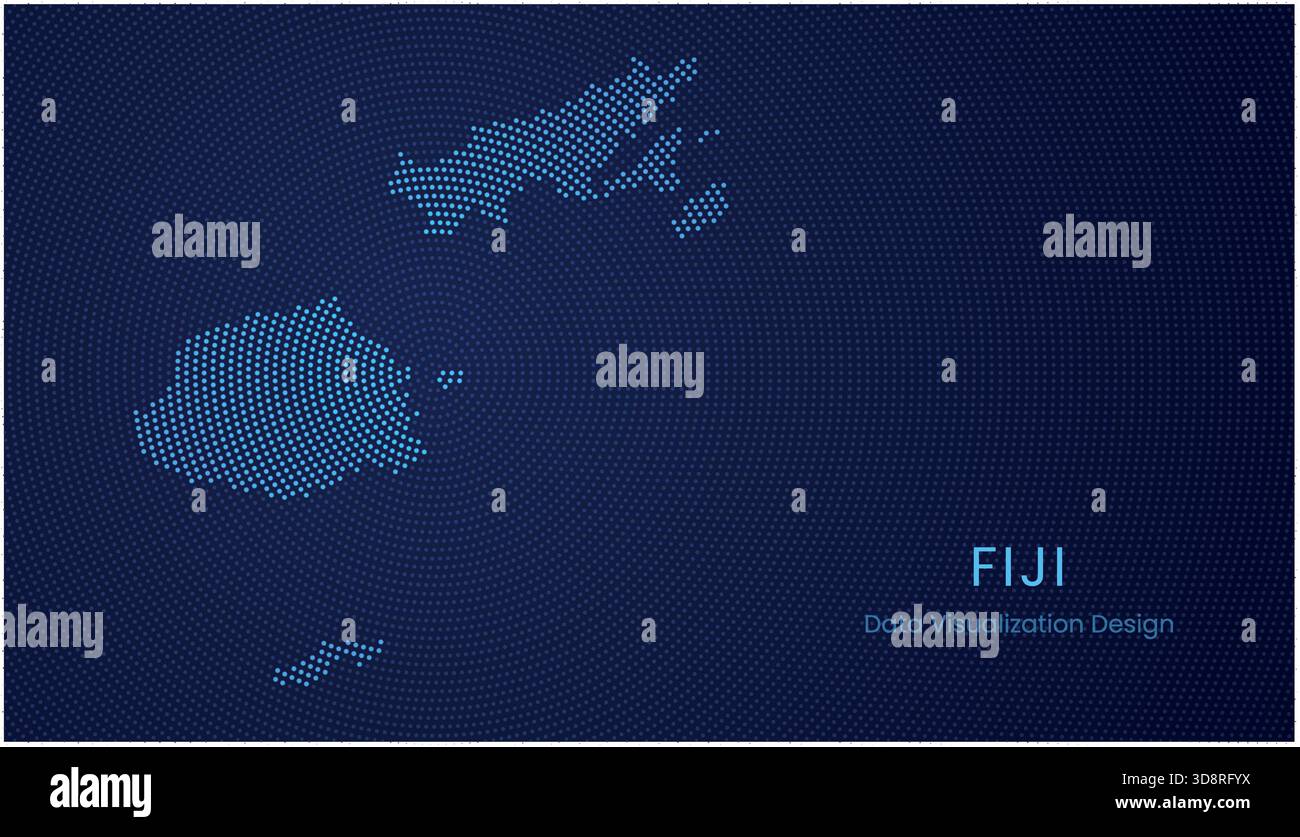 Fiji stylized dotted map in modern circular data tech visualization ...