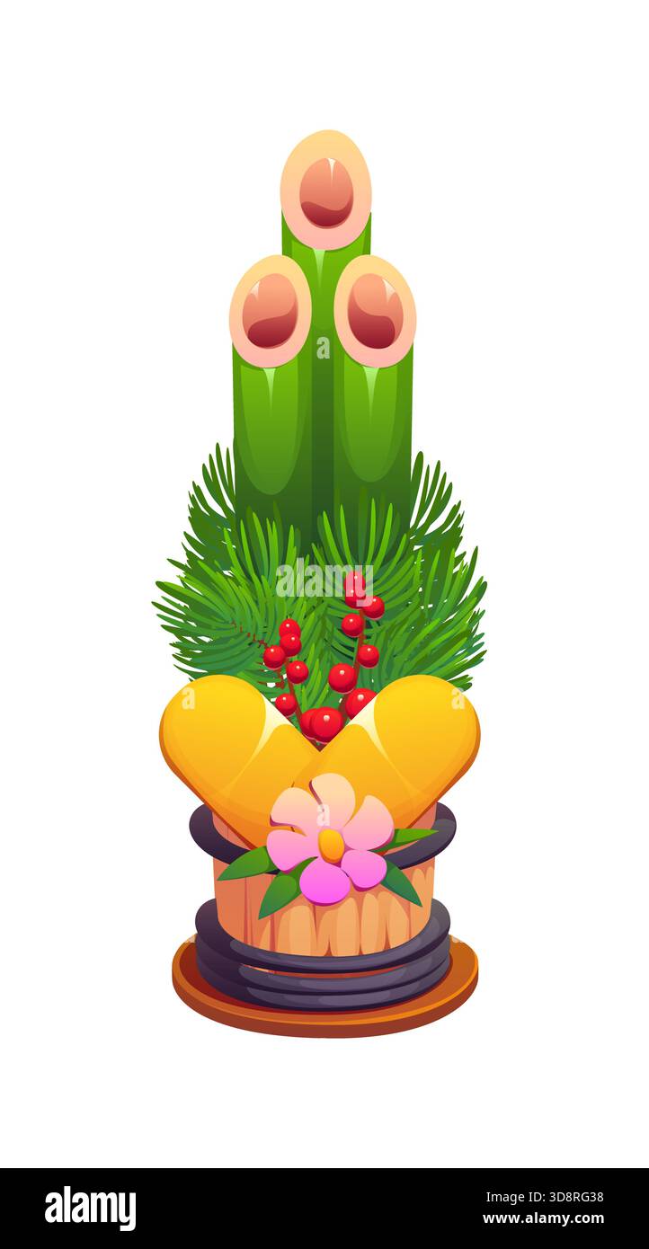 Kadomatsu (Japanese pine and bamboo decoration) illustration for