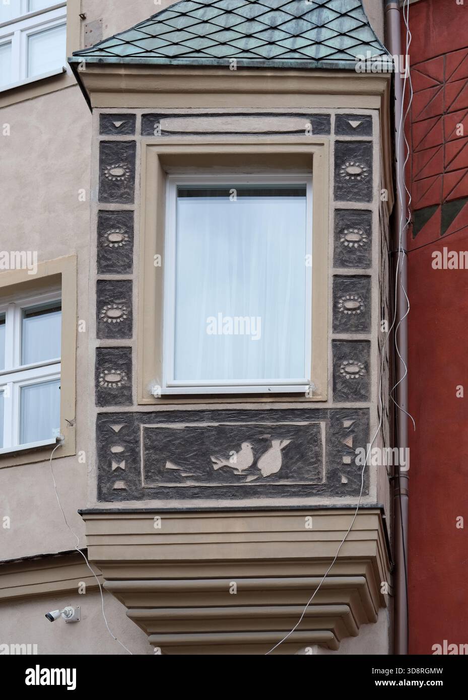 Window Relief Design Close architectural view of a building façade featuring rectangular ...