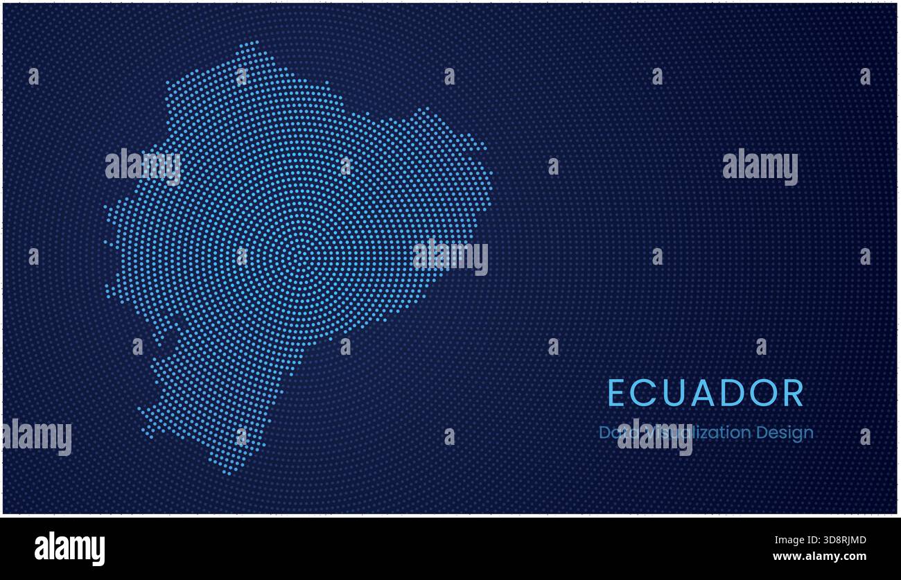 Ecuador stylized dotted map in modern circular data tech visualization concept. Stock Vector