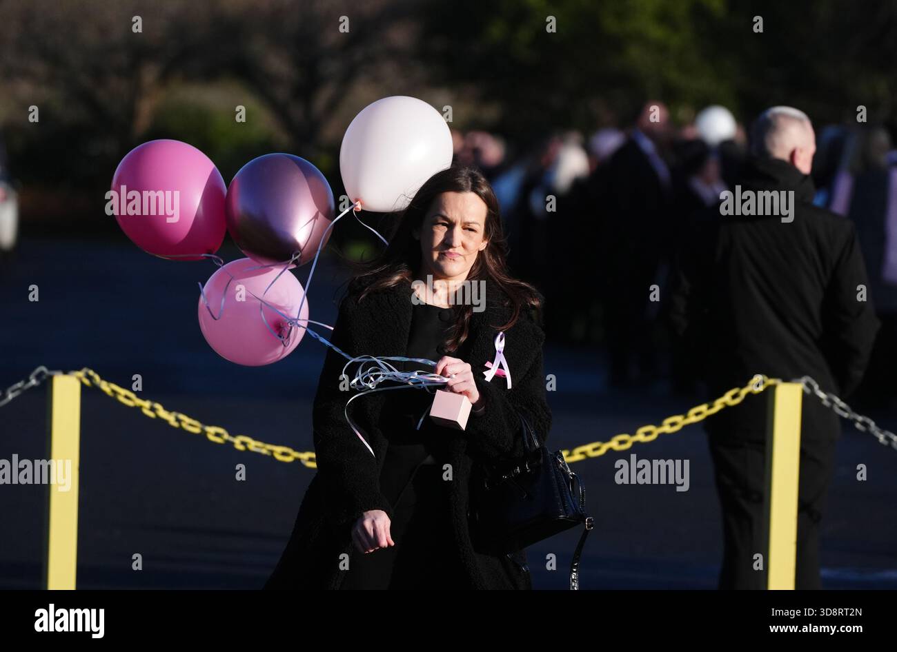 Mourners arriving the funeral of Chloe Hipson at Daldowie Crematorium in Glasgow. 21-year-old Chloe was one of five people killed when their Volkswagen Golf was in a collision with a Toyota Land Cruiser on a road near Dundalk on November 15. Picture date: Tuesday December 2, 2025. Stock Photo
