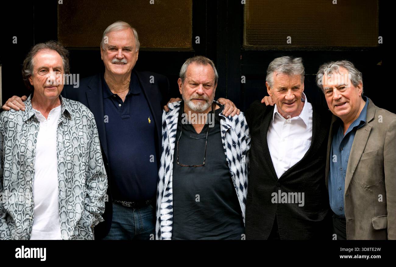 FILE - Eric Idle, from left, John Cleese, Terry Gilliam, Michael Palin ...