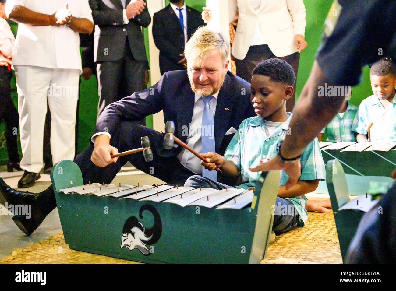 Paramaribo, The Netherlands, 2025-12-02 09:38:11 PARAMARIBO, December 2, 2025, Villa Zapakara. King Willem-Alexander and Queen Máxima are paying a state visit to the Republic of Suriname at the invitation of President Jennifer Geerlings-Simons. King Willem-Alexander and Queen Máxima are visiting Villa Zapakara, a foundation focused on young people and their development through art, culture, and education. PHOTO: NLBeeld/Patrick van Emst  Credit: NL Beeld / Patrick van Emst Stock Photo