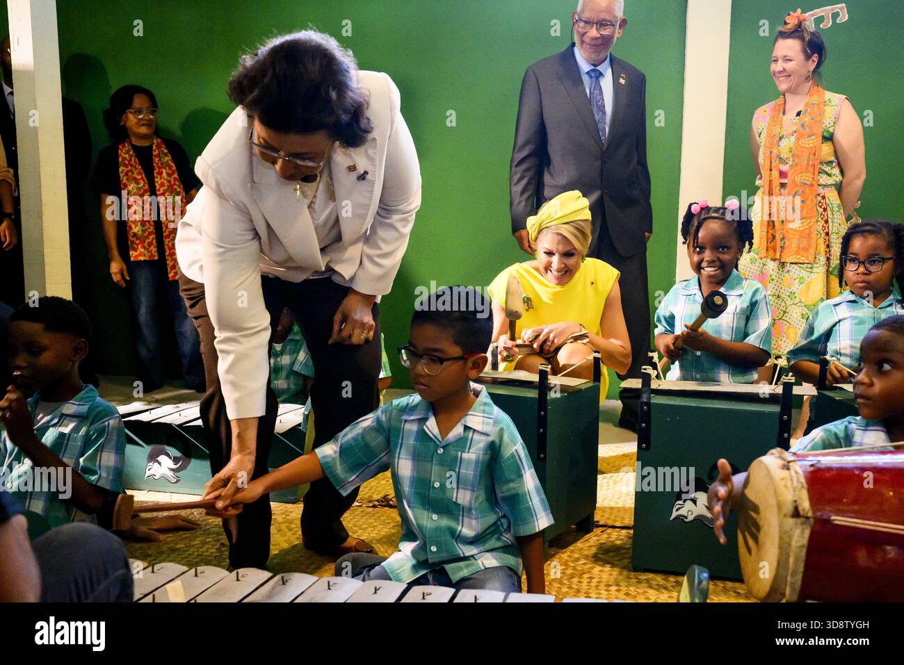 Paramaribo, The Netherlands, 2025-12-02 09:38:34 PARAMARIBO, December 2, 2025, Villa Zapakara. King Willem-Alexander and Queen Máxima are paying a state visit to the Republic of Suriname at the invitation of President Jennifer Geerlings-Simons. King Willem-Alexander and Queen Máxima are visiting Villa Zapakara, a foundation focused on young people and their development through art, culture, and education. PHOTO: NLBeeld/Patrick van Emst  Credit: NL Beeld / Patrick van Emst Stock Photo