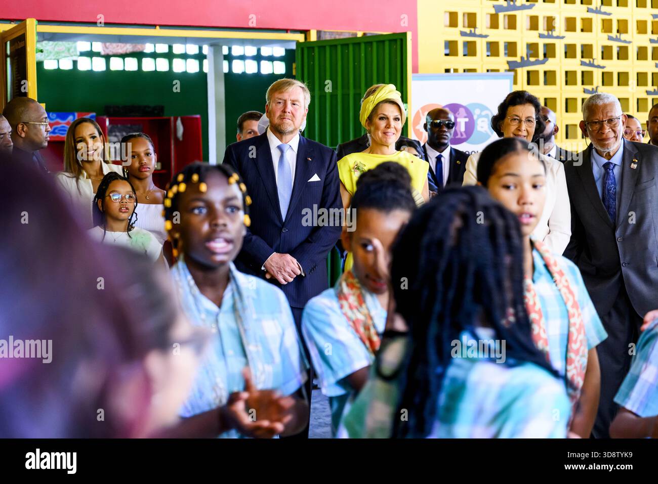 Paramaribo, The Netherlands, 2025-12-02 09:58:21 PARAMARIBO, December 2, 2025, Villa Zapakara. King Willem-Alexander and Queen Máxima are paying a state visit to the Republic of Suriname at the invitation of President Jennifer Geerlings-Simons. King Willem-Alexander and Queen Máxima are visiting Villa Zapakara, a foundation focused on young people and their development through art, culture, and education. PHOTO: NLBeeld/Patrick van Emst  Credit: NL Beeld / Patrick van Emst Stock Photo