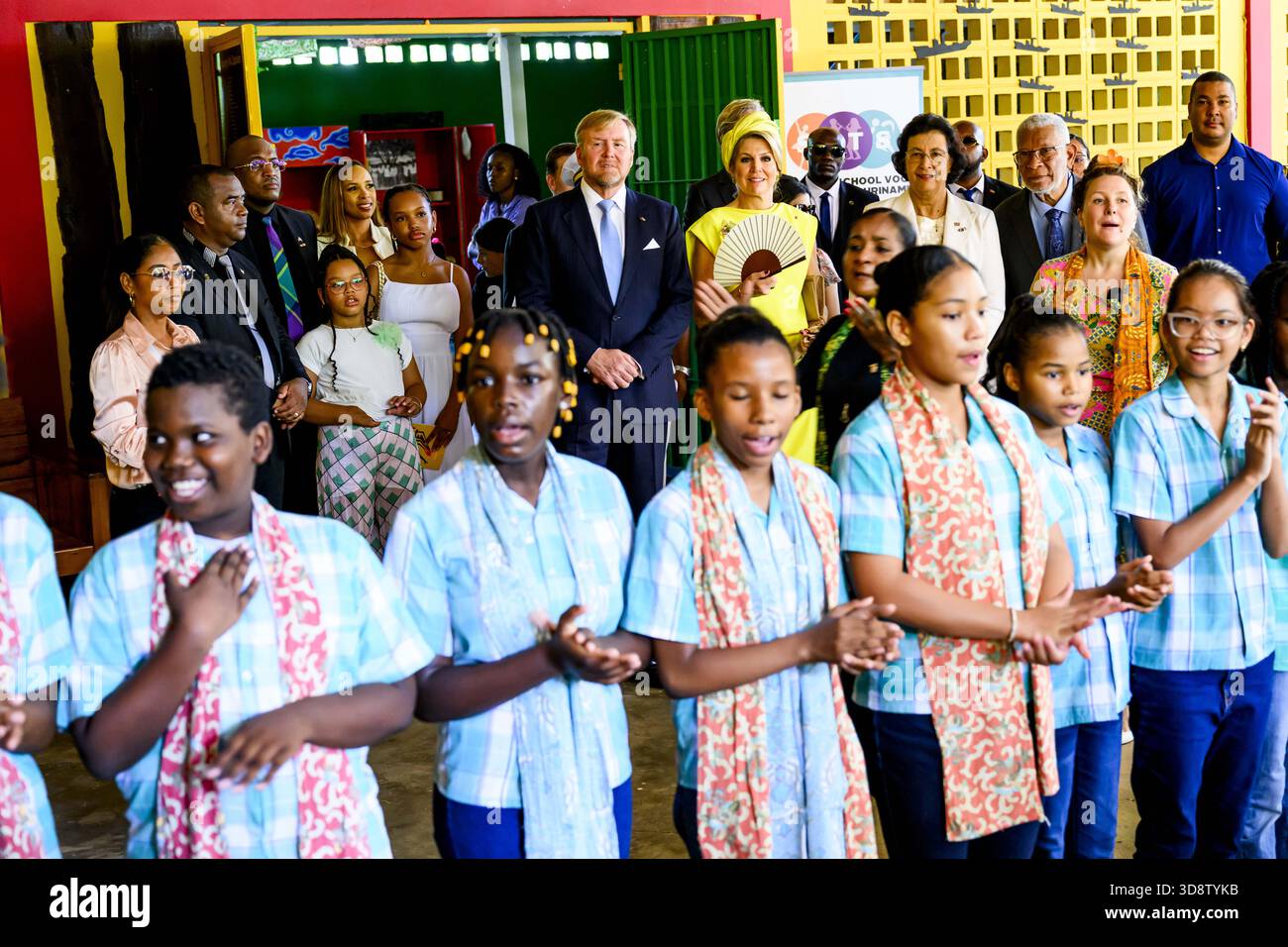 Paramaribo, The Netherlands, 2025-12-02 09:58:30 PARAMARIBO, December 2, 2025, Villa Zapakara. King Willem-Alexander and Queen Máxima are paying a state visit to the Republic of Suriname at the invitation of President Jennifer Geerlings-Simons. King Willem-Alexander and Queen Máxima are visiting Villa Zapakara, a foundation focused on young people and their development through art, culture, and education. PHOTO: NLBeeld/Patrick van Emst  Credit: NL Beeld / Patrick van Emst Stock Photo