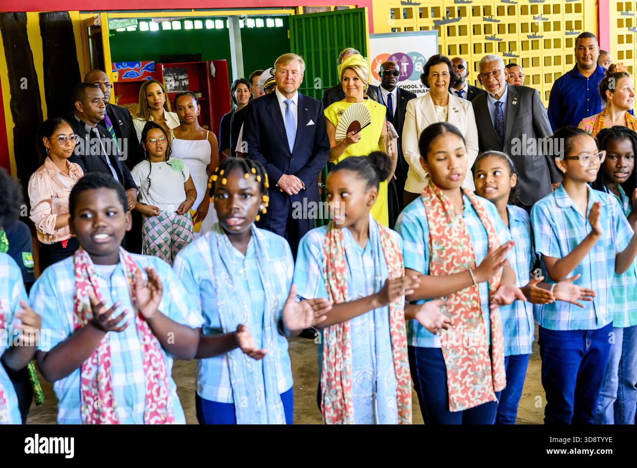 Paramaribo, The Netherlands, 2025-12-02 09:58:34 PARAMARIBO, December 2, 2025, Villa Zapakara. King Willem-Alexander and Queen Máxima are paying a state visit to the Republic of Suriname at the invitation of President Jennifer Geerlings-Simons. King Willem-Alexander and Queen Máxima are visiting Villa Zapakara, a foundation focused on young people and their development through art, culture, and education. PHOTO: NLBeeld/Patrick van Emst  Credit: NL Beeld / Patrick van Emst Stock Photo