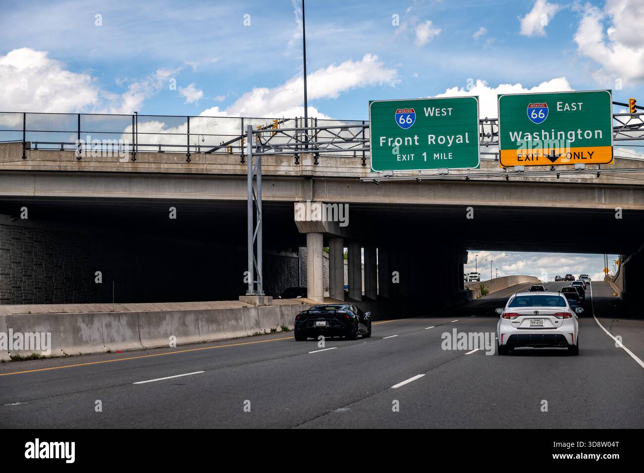 Front Royal, USA - May 24, 2025: Virginia interstate highway road 66 ...