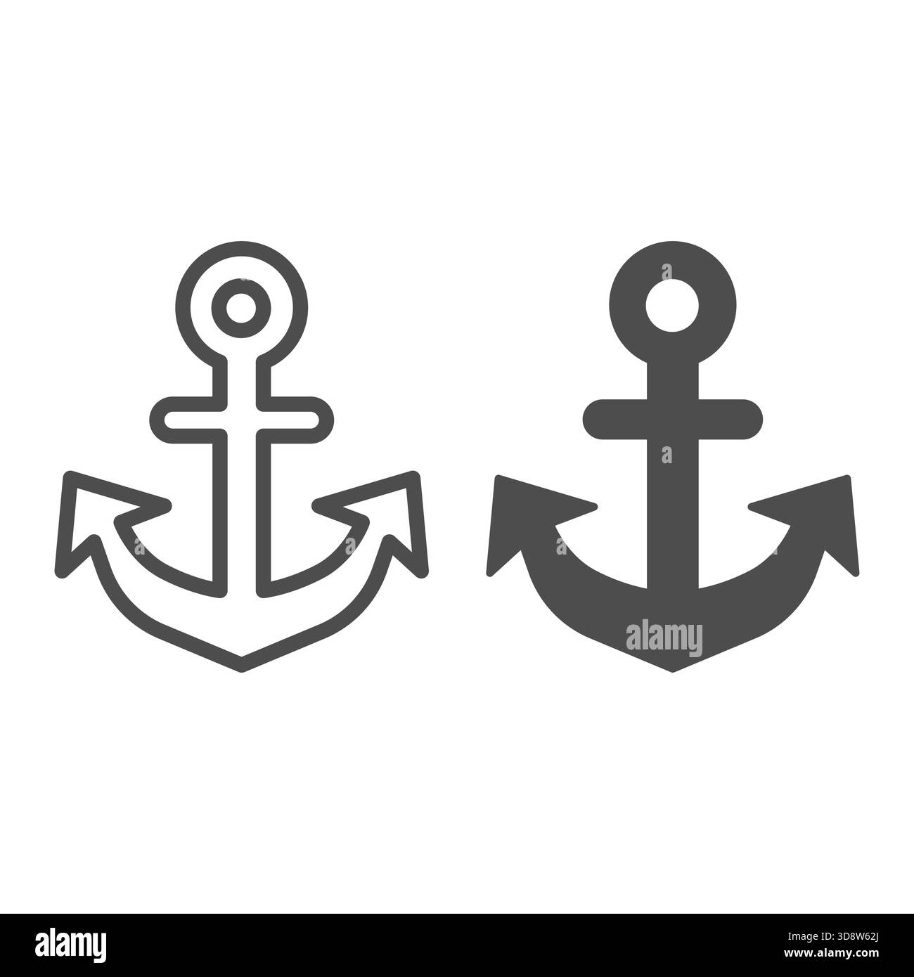 Anchor for vessel line and solid icon, marine port concept. Vector ...