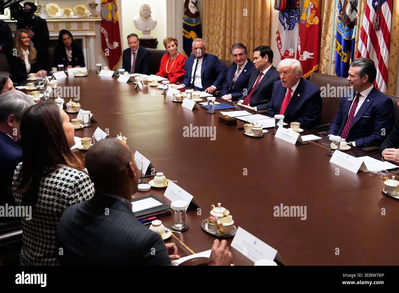 President Donald Trump speaks during a Cabinet meeting at the White ...