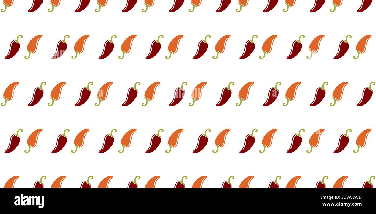 Chilli Pepper Seamless Pattern Design. Chilli Background Vector Stock Vector