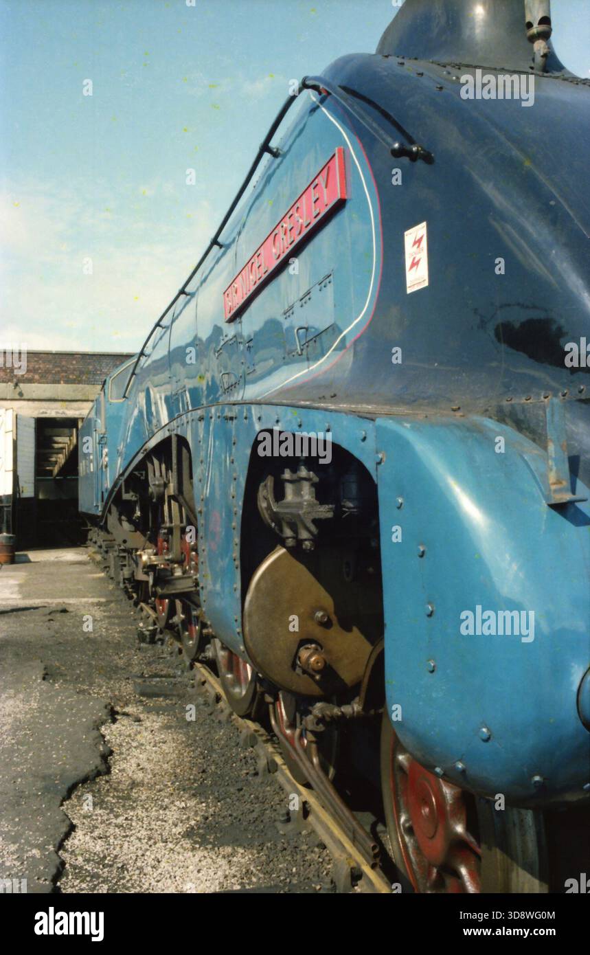 Locomotive 4498 Sir Nigel Gresley, with engine sheds, workshops, in the ...