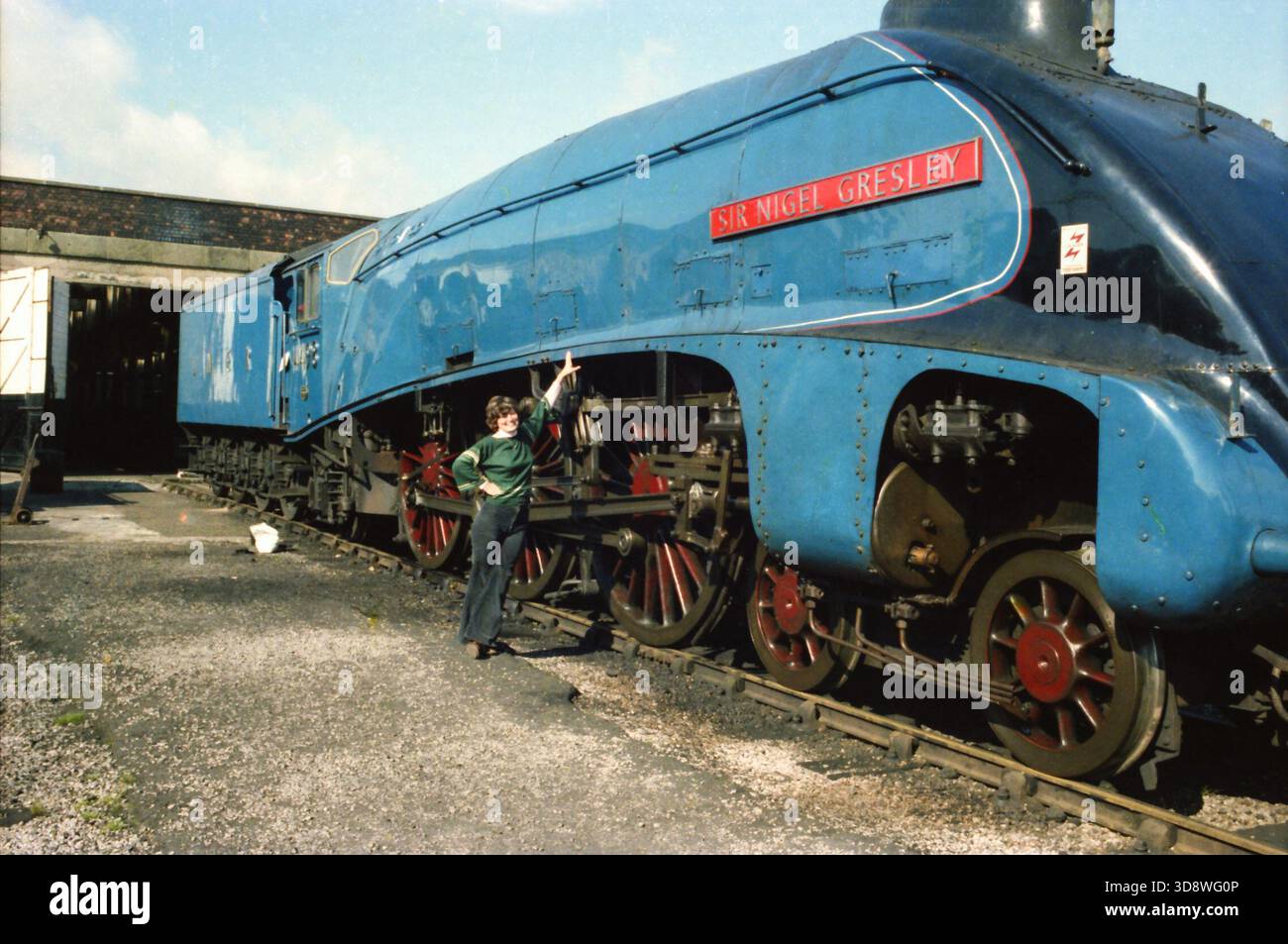 Locomotive 4498 Sir Nigel Gresley, with engine sheds, workshops, in the ...
