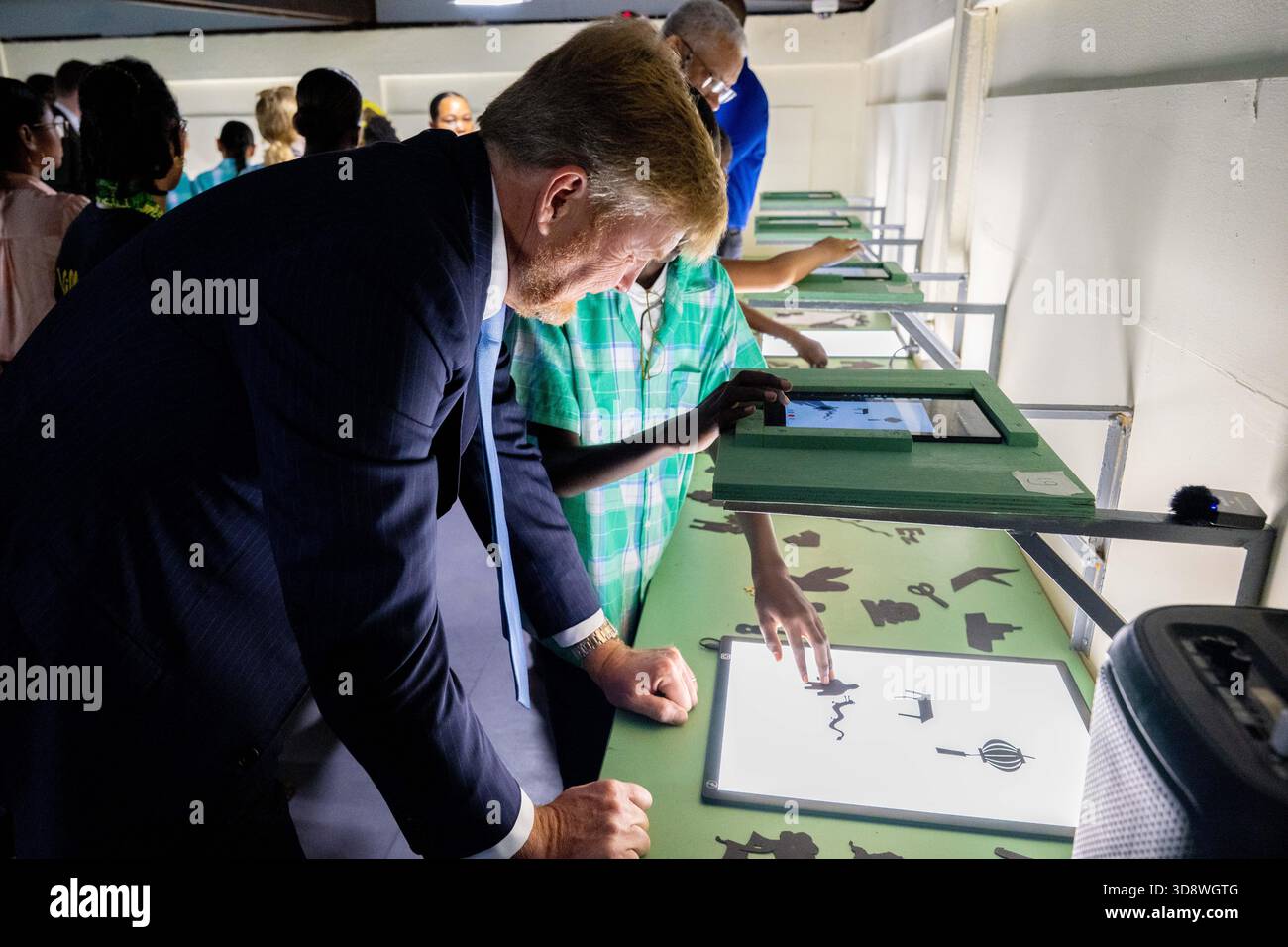 Paramaribo, The Netherlands, 2025-12-02 09:47:45 PARAMARIBO, December 2, 2025, Villa Zapakara. King Willem-Alexander and Queen Máxima are paying a state visit to the Republic of Suriname at the invitation of President Jennifer Geerlings-Simons. King Willem-Alexander and Queen Máxima are visiting Villa Zapakara, a foundation focused on young people and their development through art, culture, and education. PHOTO: NLBeeld/Patrick van Emst  Credit: NL Beeld / Patrick van Emst Stock Photo